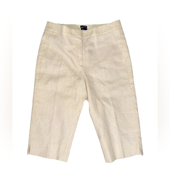 J Crew $118 'Kate' Woman's 6P Flax Capri Linen Blend Lined Tan Pant Summer - Picture 1 of 9
